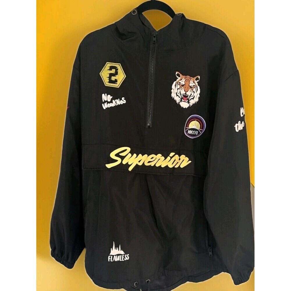 D & M Apparel Jacket Adult Medium Black Track Pullover Hoodie Mens D30 Excellent